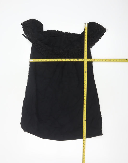 Hollister Womens Black Off Shoulder Short Dress Size S Viscose Lace