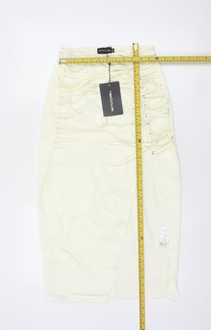 PrettyLittleThing Womens Ivory Midi Pencil Skirt Size 8