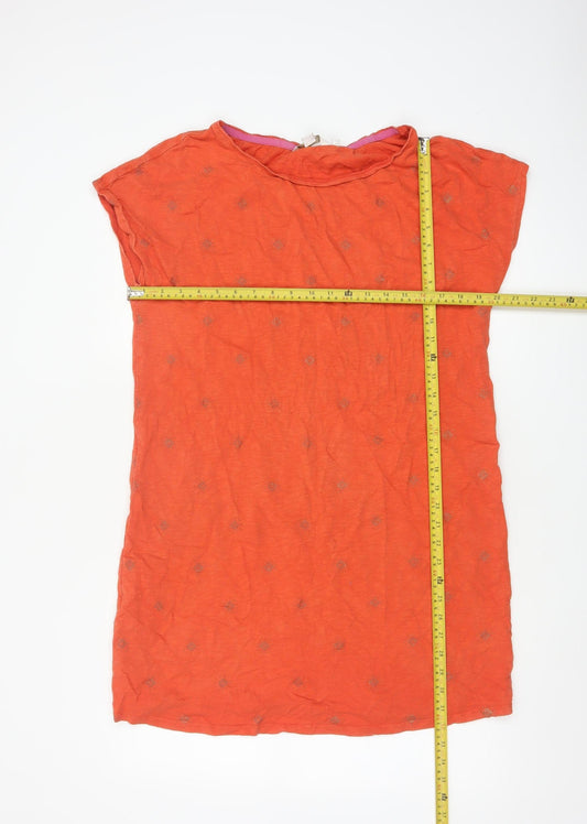 Boden Women's Orange Cotton Shift Dress Size 14 Short Sleeve Casual