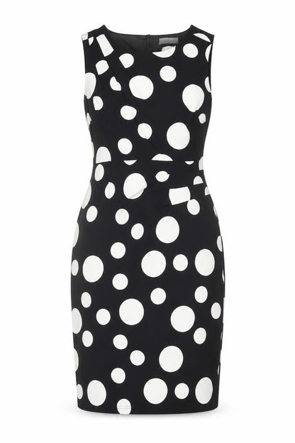 Soon Women's Black Polka Dot Sheath Dress Size 12 Sleeveless V-Neck Lined