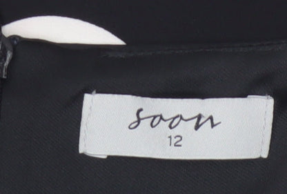 Soon Women's Black Polka Dot Sheath Dress Size 12 Sleeveless V-Neck Lined