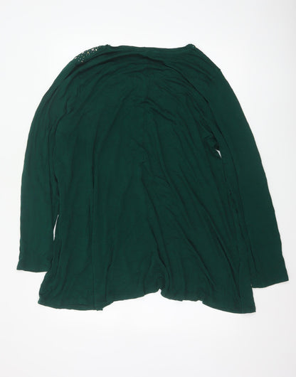 Yours Women’s Green Plus Size 22 Long Sleeve Beaded Tunic Top