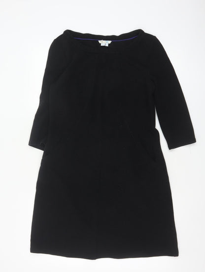 Boden Women Black Shift Dress Size 10 Petite 3/4 Sleeve Knit Workwear