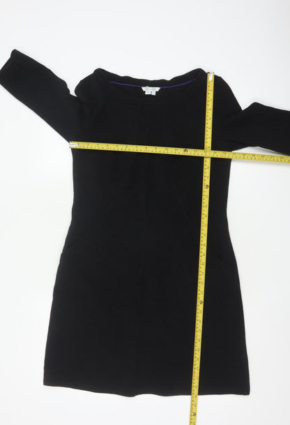 Boden Women Black Shift Dress Size 10 Petite 3/4 Sleeve Knit Workwear