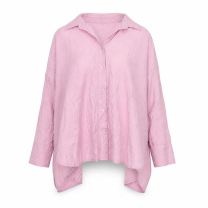 Zara Women Pink Crinkle Lyocell Blend Button-Up Shirt Size 12