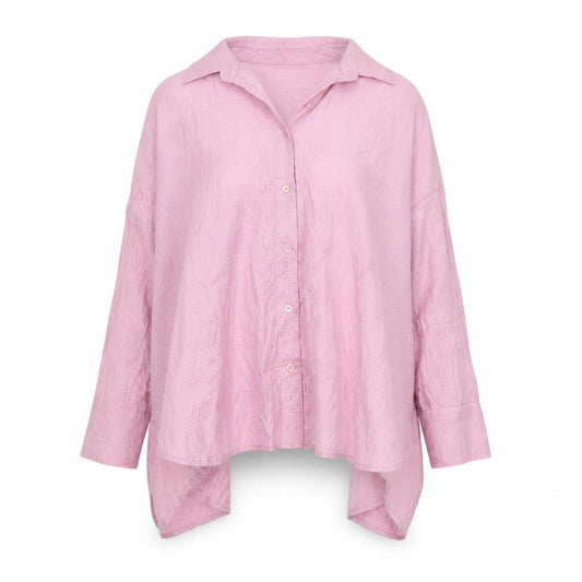 Zara Women Pink Crinkle Lyocell Blend Button-Up Shirt Size 12