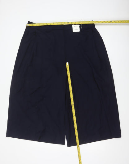 Marks and Spencer Women’s Dark Navy Wide-Leg Regular Trousers Size 20