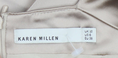 Karen Millen Women's Beige One Shoulder Peplum Sheath Dress UK 10