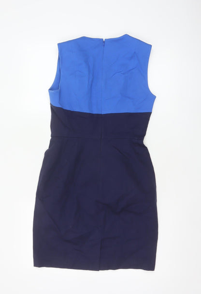 Banana Republic Women Blue Colourblock Sheath Dress Size 10 Petite