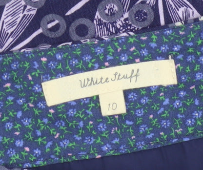 White Stuff Women's Purple Geometric Cotton Knee Length Skirt Size 10