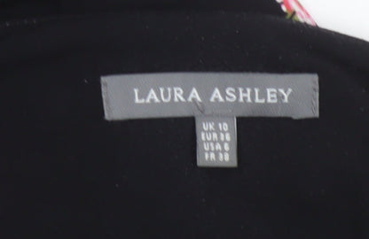 Laura Ashley Women’s Black Floral Wrap Dress Size 10 3/4 Sleeve
