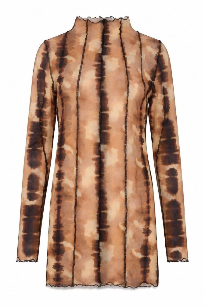 ASOS DESIGN Women's Brown Tie Dye Mesh Bodycon Mini Dress Size 8