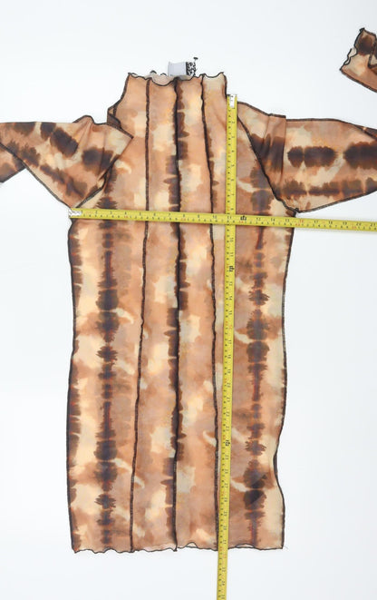 ASOS DESIGN Women's Brown Tie Dye Mesh Bodycon Mini Dress Size 8