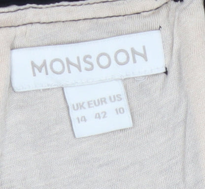 Monsoon Women Black Size 14 Embroidered Lace Pencil Skirt