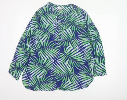 Old Navy Women's Green Blue Tropical Tunic Shirt M Viscose