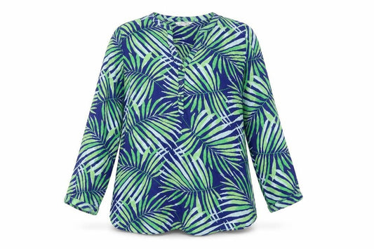Old Navy Women's Green Blue Tropical Tunic Shirt M Viscose