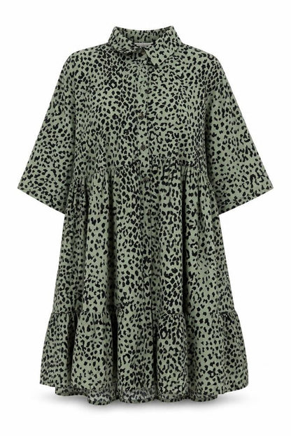 Apricot Women Green Animal Print M Shirt Dress