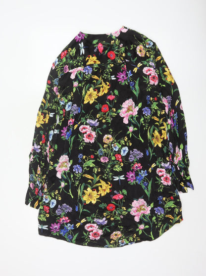 H&M Women Multicoloured Floral Viscose Shift Dress Size 8