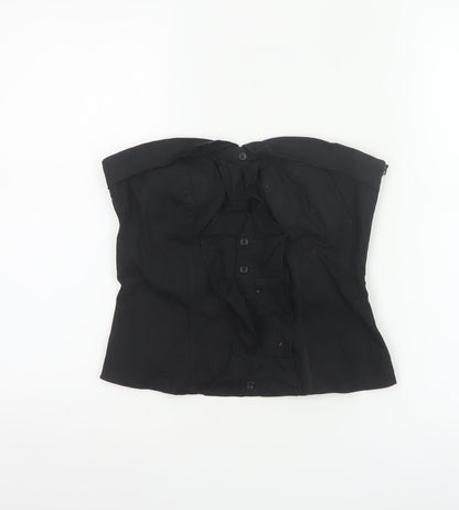 Jane Norman Women Black Strapless Ruffle Blouse Size 14