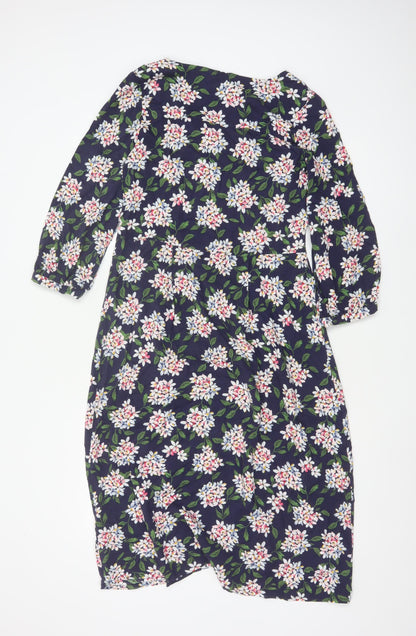 Joules Women’s Blue Floral Fit & Flare Dress Size 8 3/4 Sleeve