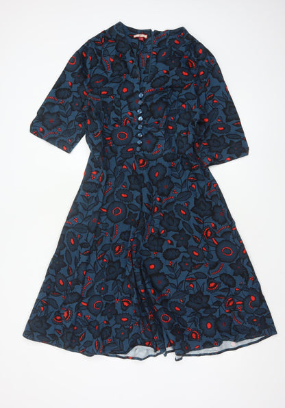 Joe Browns Women's Blue Floral A-Line Knee Length Dress Size 18