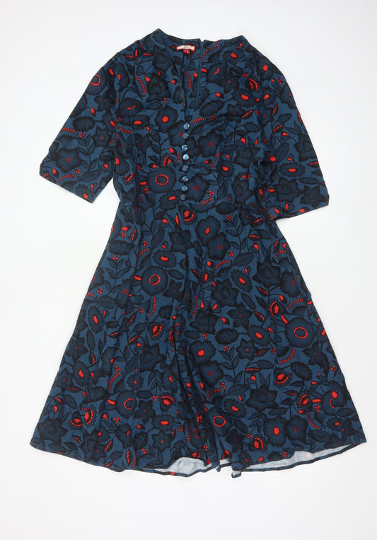 Joe Browns Women's Blue Floral A-Line Knee Length Dress Size 18