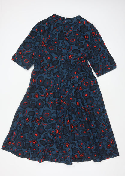 Joe Browns Women's Blue Floral A-Line Knee Length Dress Size 18