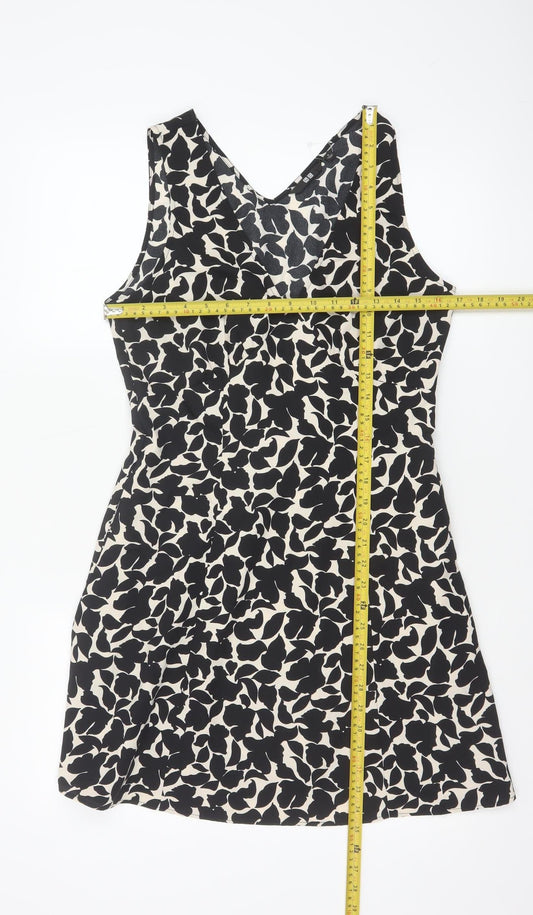 Uniqlo Women Black A-Line Sleeveless V-Neck Short Dress Size S