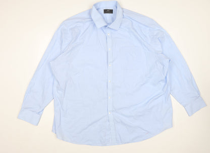 Marks and Spencer Men Blue Regular Fit Long Sleeve Dress Shirt 20in Collar