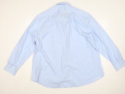 Marks and Spencer Men Blue Regular Fit Long Sleeve Dress Shirt 20in Collar