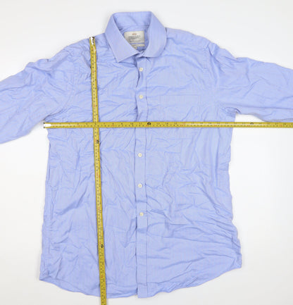 Hawes & Curtis Men's Blue Classic Fit Long Sleeve Dress Shirt 16.5/34 Cotton