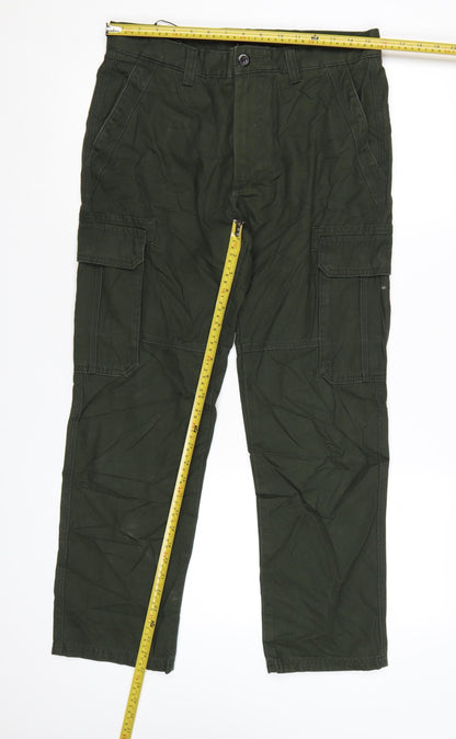 Marks and Spencer Men’s Green Cargo Trousers 32W 29L Regular Fit Cotton