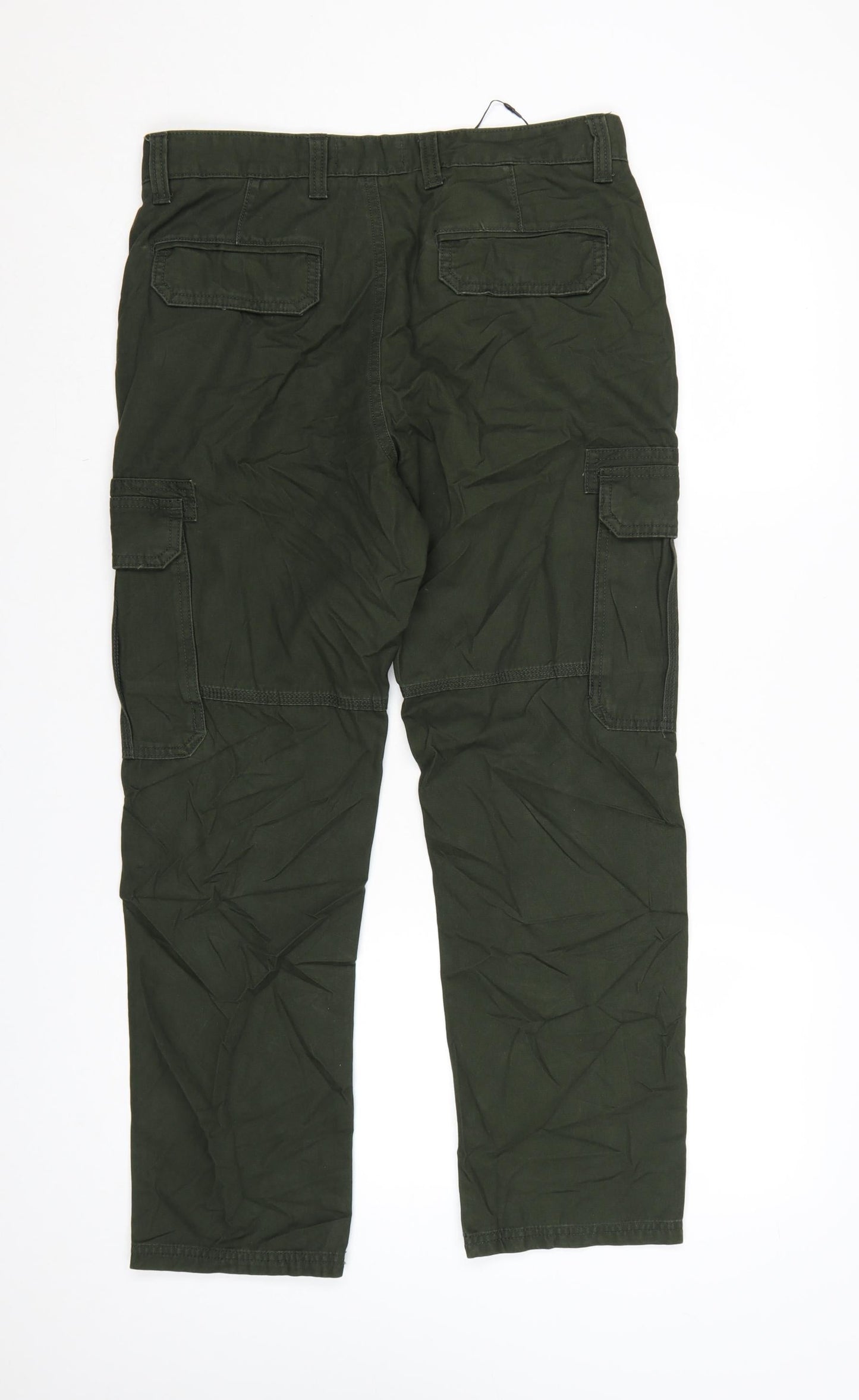 Marks and Spencer Men’s Green Cargo Trousers 32W 29L Regular Fit Cotton