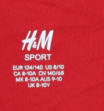 H&M Boys Red España Football Jersey T-Shirt 9-10Y Lightweight Polyester