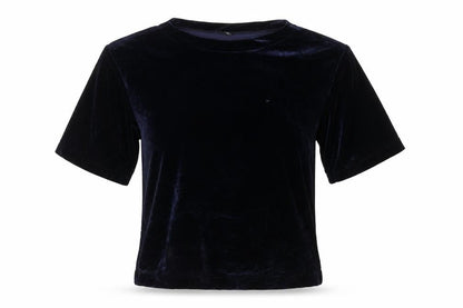 Uniqlo Women's Blue Velvet Short Sleeve Basic Top XS