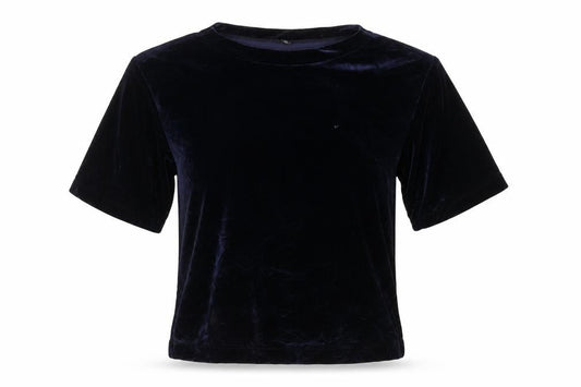 Uniqlo Women's Blue Velvet Short Sleeve Basic Top XS