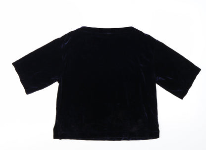UNIQLO Women's Blue Velvet Short Sleeve Basic Top XS