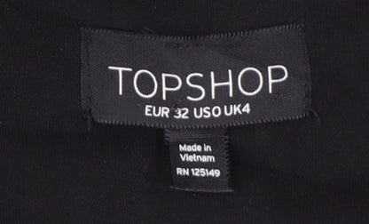 Topshop Womens Black Camisole Tank Top Size 4 Satin V-Neck
