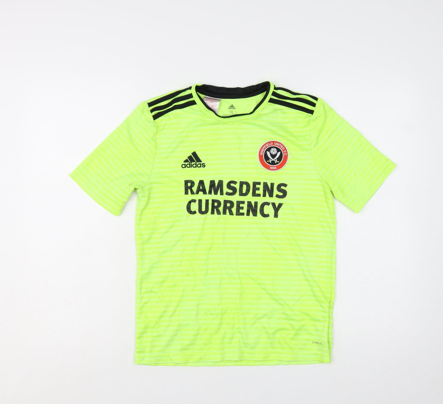 Adidas Boys Yellow Football Jersey T-Shirt 13-14 Years Climalite