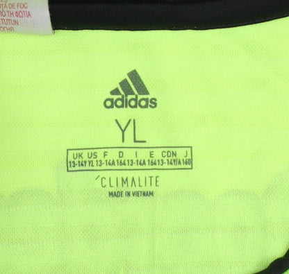 Adidas Boys Yellow Football Jersey T-Shirt 13-14 Years Climalite