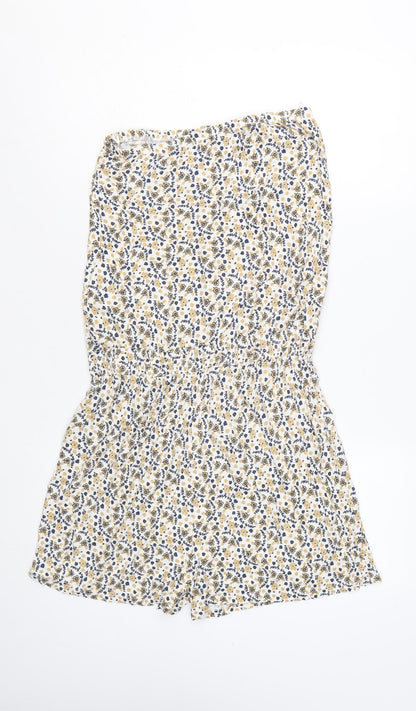 Next Women Beige Floral Sleeveless Playsuit Size S