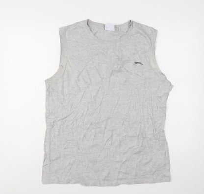 Slazenger Womens Grey Sleeveless Tank Top L Basic Cotton Blend