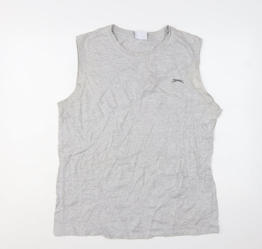 Slazenger Womens Grey Sleeveless Tank Top L Basic Cotton Blend