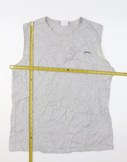 Slazenger Womens Grey Sleeveless Tank Top L Basic Cotton Blend