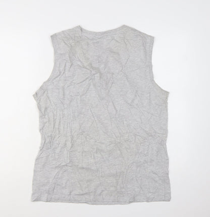 Slazenger Womens Grey Sleeveless Tank Top L Basic Cotton Blend
