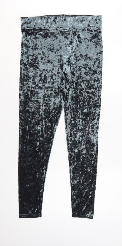 Topshop Women’s Grey Crushed Velvet Stretch Leggings Size 16