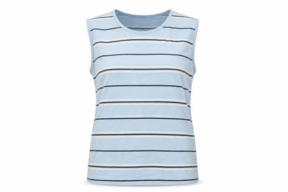 Lands' End Women's Blue Striped Sleeveless Tank Top L 14-16