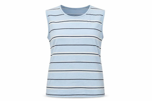 Lands' End Women's Blue Striped Sleeveless Tank Top L 14-16