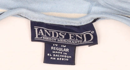 Lands' End Women's Blue Striped Sleeveless Tank Top L 14-16