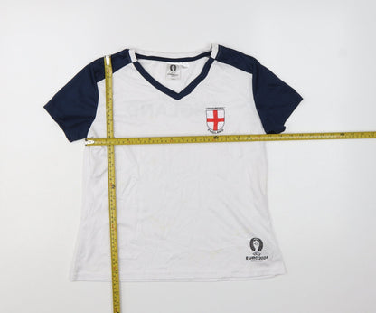 UEFA Women White England Euro 2024 V-Neck T-Shirt S